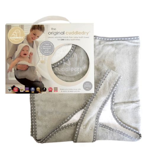 Cuddledry® Hands-free Baby Bath Towel - Grey Star