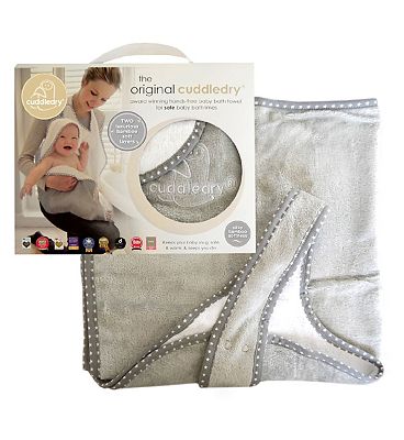 Cuddledry Hands-Free Baby Bath Towel - Grey Star