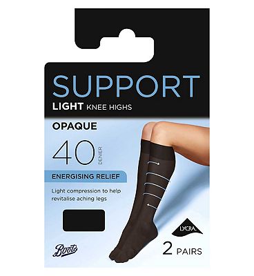 Boots Light Support 40 Denier Opaque Knee High Black One Size