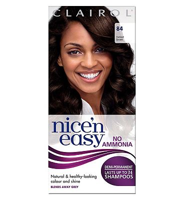 Clairol Nice’n Easy No Ammonia Semi-Permanent Hair Dye 84 Darkest Brown