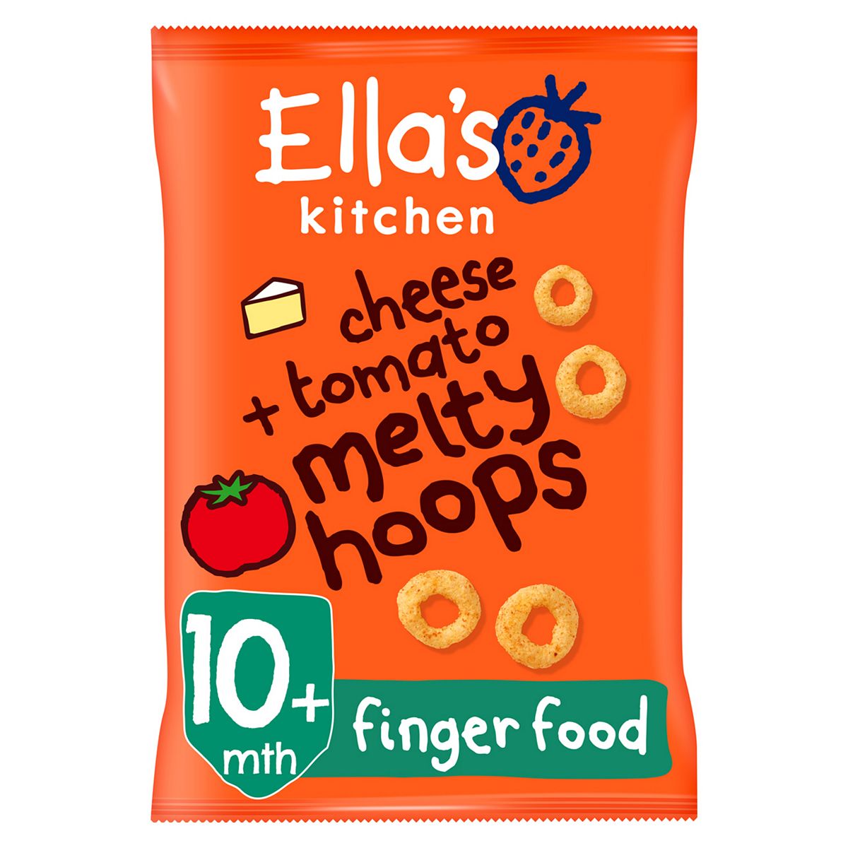 Ella's Kitchen Organic Cheese And Tomato Melty Hoops Baby Snack 10+ Months 20G