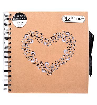Kraft Laser Cut Heart Scrapbook Photo Album - 40 Sheets