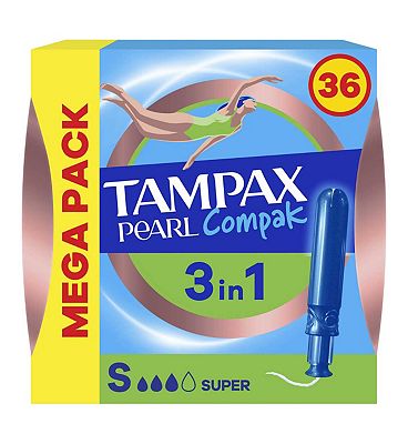 Tampax Pearl Compak Super Tampons Applicator 36X
