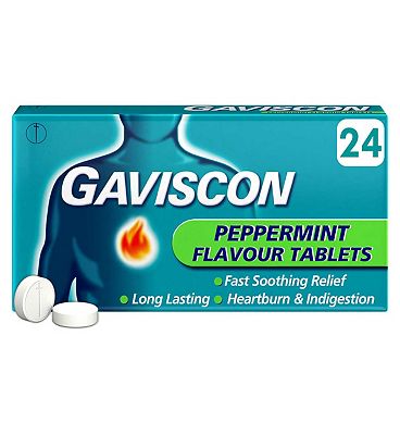 Gaviscon Heartburn & Indigestion Relief Tablets Peppermint Flavour Tablets x24