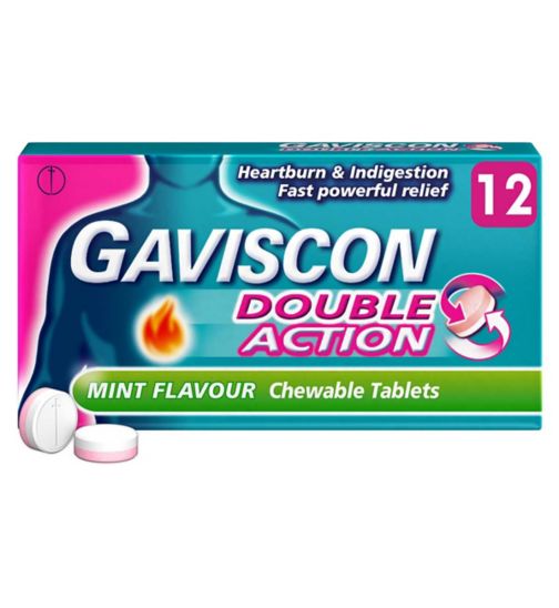 Gaviscon Double Action Heartburn & Indigestion Mint Flavour Tablets x12
