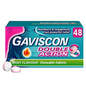 Click to view product details and reviews for Gaviscon Double Action Heartburn Indigestion Mint Flavour Tablets X48.