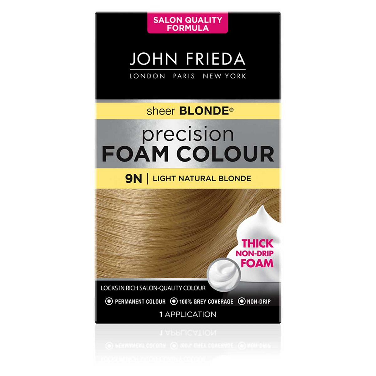 John Frieda Precision Foam Colour 9N Light Natural Blonde Permanent Hair Dye 130ml