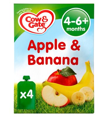 Cow & Gate Fruit Pouch Apple & Banana 4x 100g