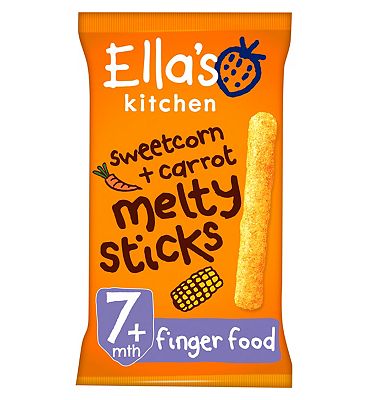 Ella’s Kitchen Organic Sweetcorn and Carrot Melty Sticks Baby Snack 7+ Months 16g