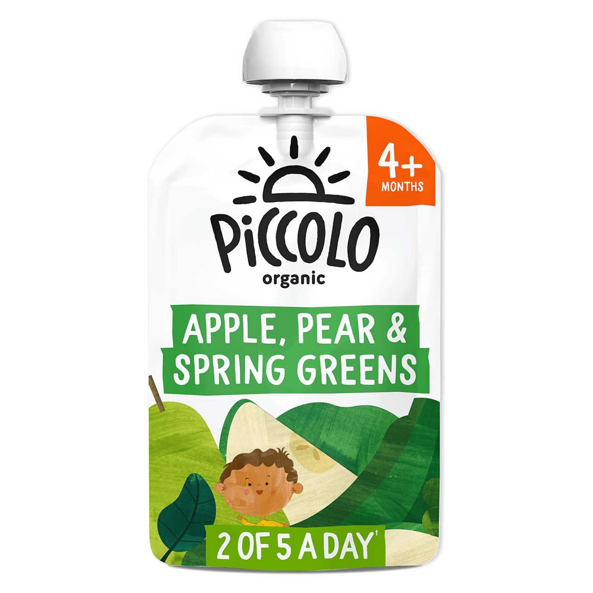 Piccolo Organic Pear, Apple & Spring Greens With Hint Of Mint 100G From 4 Months+
