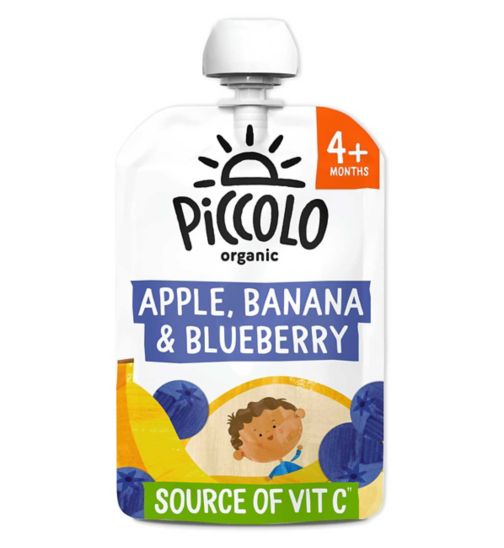 Piccolo Organic Apple, Banana & Blueberry 100g 4 Months+