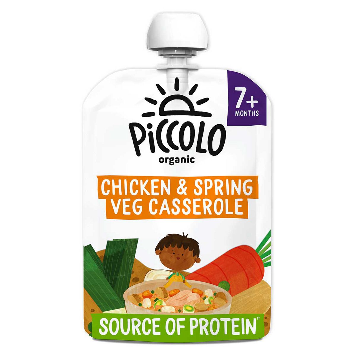 Piccolo Organic Spring Vegetables & Chicken Casserole With Rice A Hint Tarragon 130G 7 Months+