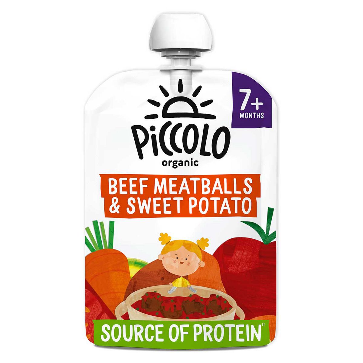 Piccolo Organic Sweet Potato & Beef Meatballs With Tomato Herbs 130G From 7 Months+