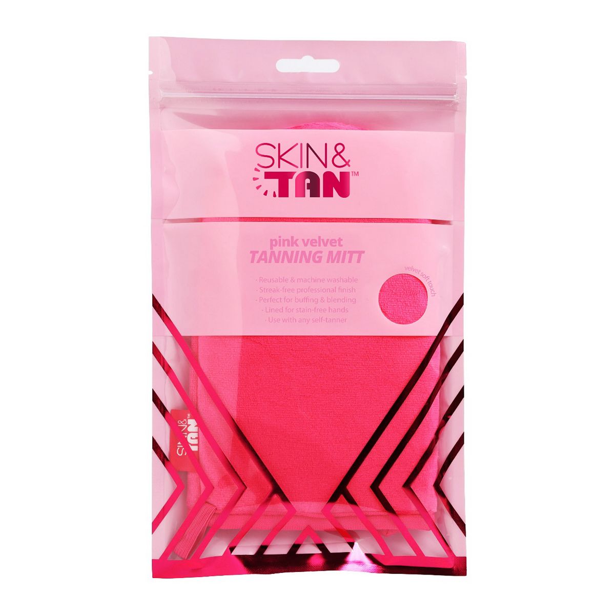 Skin & Tan Pink Velvet Tanning Mitt