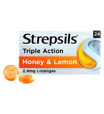 Strepsils Sore Throat Pain Relief Honey & Lemon Flavour - 24 lozenges