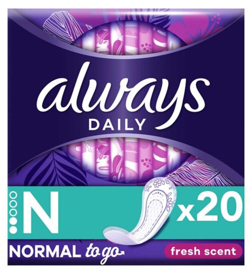 Always Dailies Normal To Go Panty Liners Fresh x20