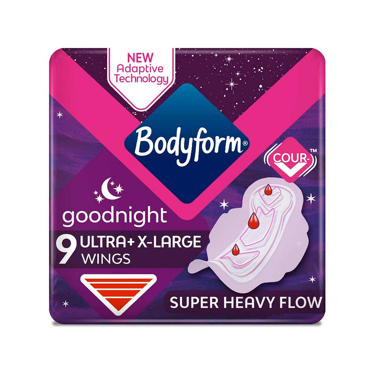 Bodyform Ultra Towels Goodnight Extra Large Wings X9