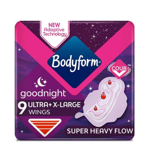 Bodyform Ultra Towels Goodnight Extra Large Wings x9