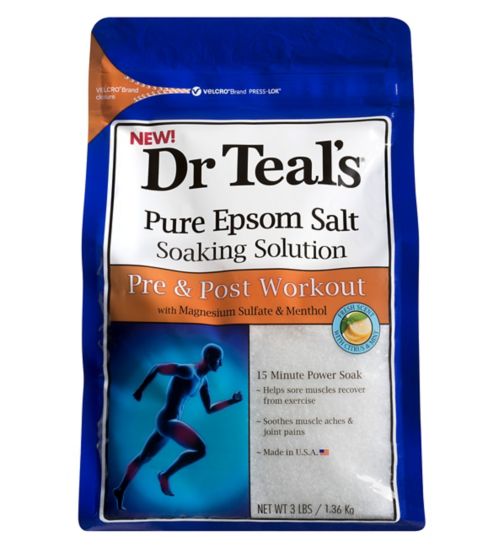 Dr Teal's Pure Epsom Salt Soaking Solution Pre & Post Workout with Magnesium Sulfate & Menthol  1.36kg