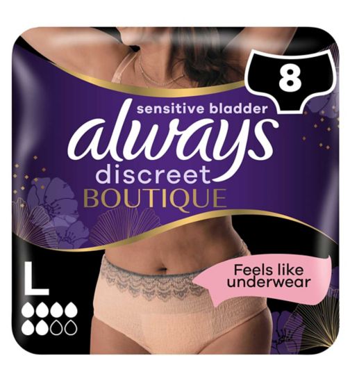 Always Discreet Boutique Incontinence Pants Black Large Plus 8's - Bodycare  Online