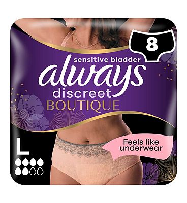 Always Discreet Boutique Underwear Incontinence Pants Plus L Peach Beige x8