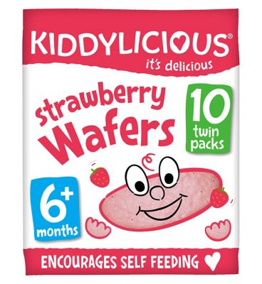 Kiddylicious Wafers, strawberry, baby snack, 6months+, multipack, 5x4g