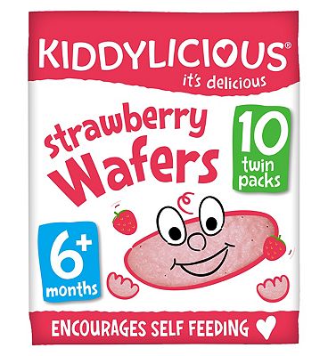 Kiddylicious Wafers, strawberry, baby snack, 6months+, multipack, 5x4g