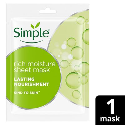 Simple Kind to Skin Rich Moisture suitable for all skin types Sheet Mask face mask for dry skin 1 x 