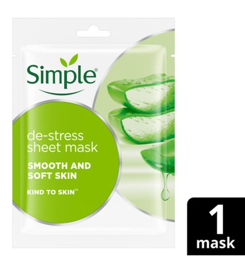 Simple Kind to Skin De-Stress Sheet Mask cruelty-free and vegan for sensitive skin 1 pc