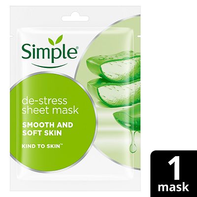 Simple Kind to Skin De-Stress Sheet Mask cruelty-free and vegan for sensitive skin 1 pc