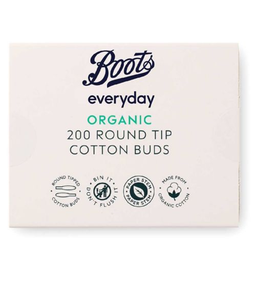 Boots Everyday Organic Round Tip Cotton Buds 200 buds