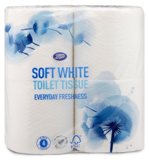 Boots Soft White Toilet Tissue 4 Pack