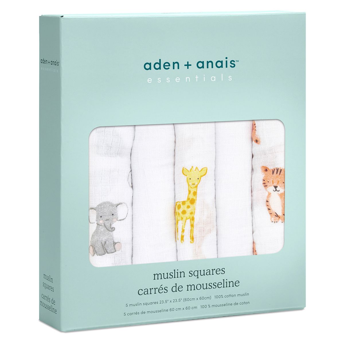 Aden And Anais Aden + Anais Essentials Muslin Square 5 Pack - Safari Babies