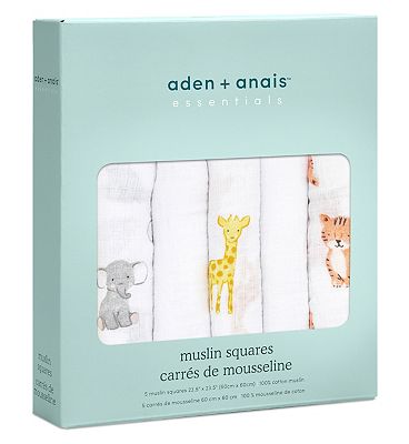 Aden + anais essentials Muslin Square 5 Pack - Safari Babies