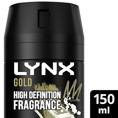 Lynx Gold 48 hours of odour-busting zinc tech Bodyspray oud wood & fresh vanilla deodorant 150ml