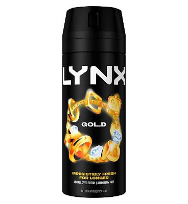 Lynx Gold 48 hours of odour-busting zinc tech Bodyspray oud wood & fresh vanilla deodorant 150ml