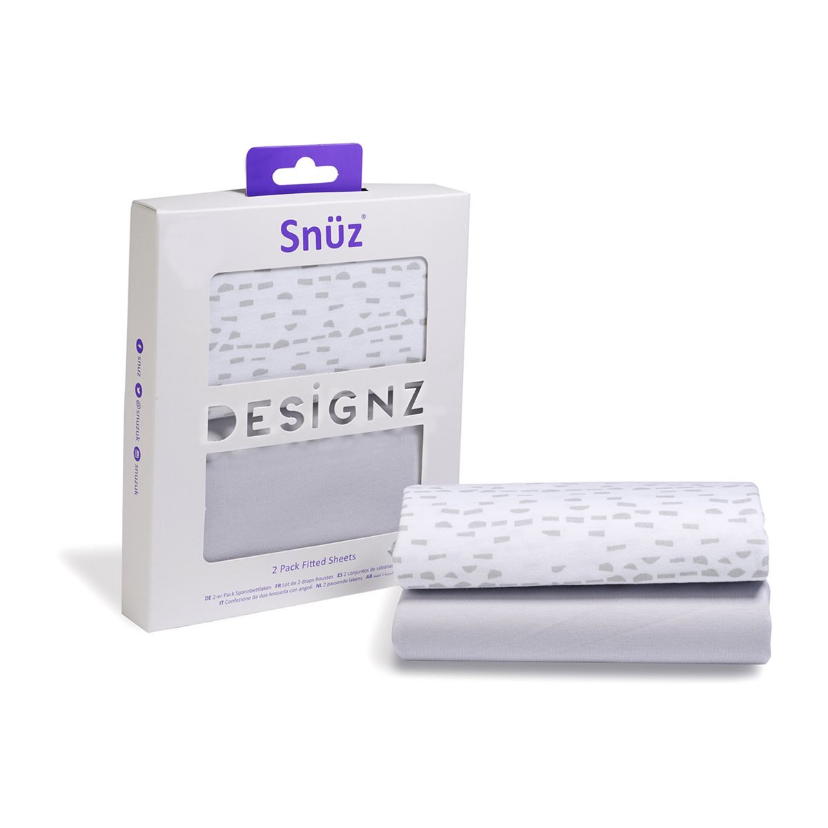 Snuz Snüz Crib 2 Pack Fitted Sheets – Geo Mono