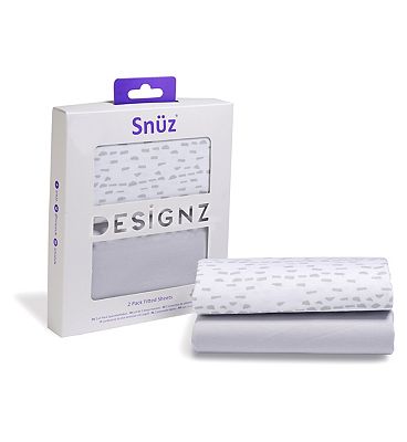 Snuz Snüz Crib Fitted Sheets – Geo Mono, 2 Pack