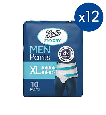 Boots Staydry Men XL Pants - 120 Pants (12 Pack Bundle)