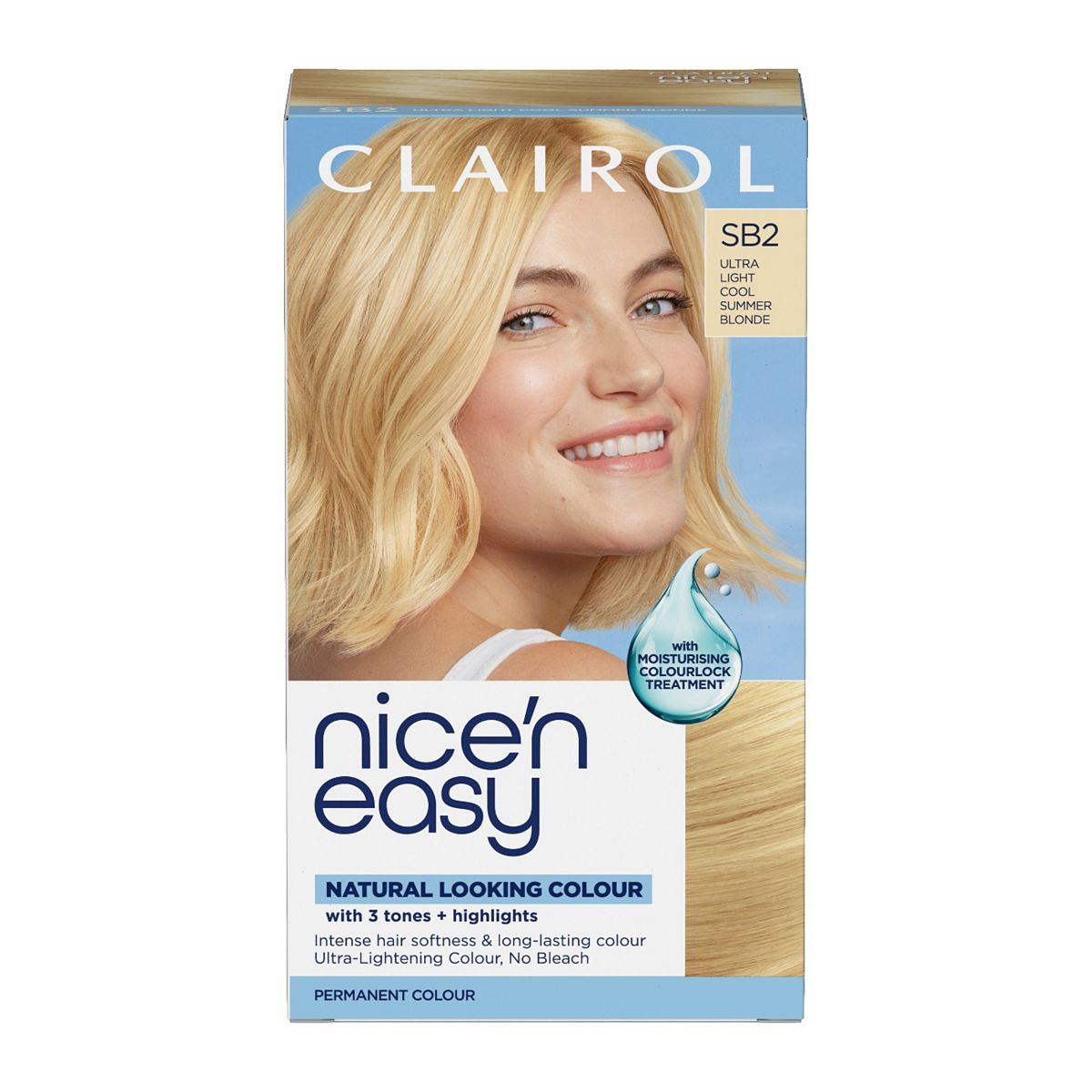 Clairol Nice'n Easy Crème Oil Infused Permanent Hair Dye Sb2 Ultra Light Cool Summer Blonde 177ml