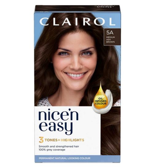 Clairol Nice'n Easy Crème Oil Infused Permanent Hair Dye 5A Medium Ash Brown 177ml