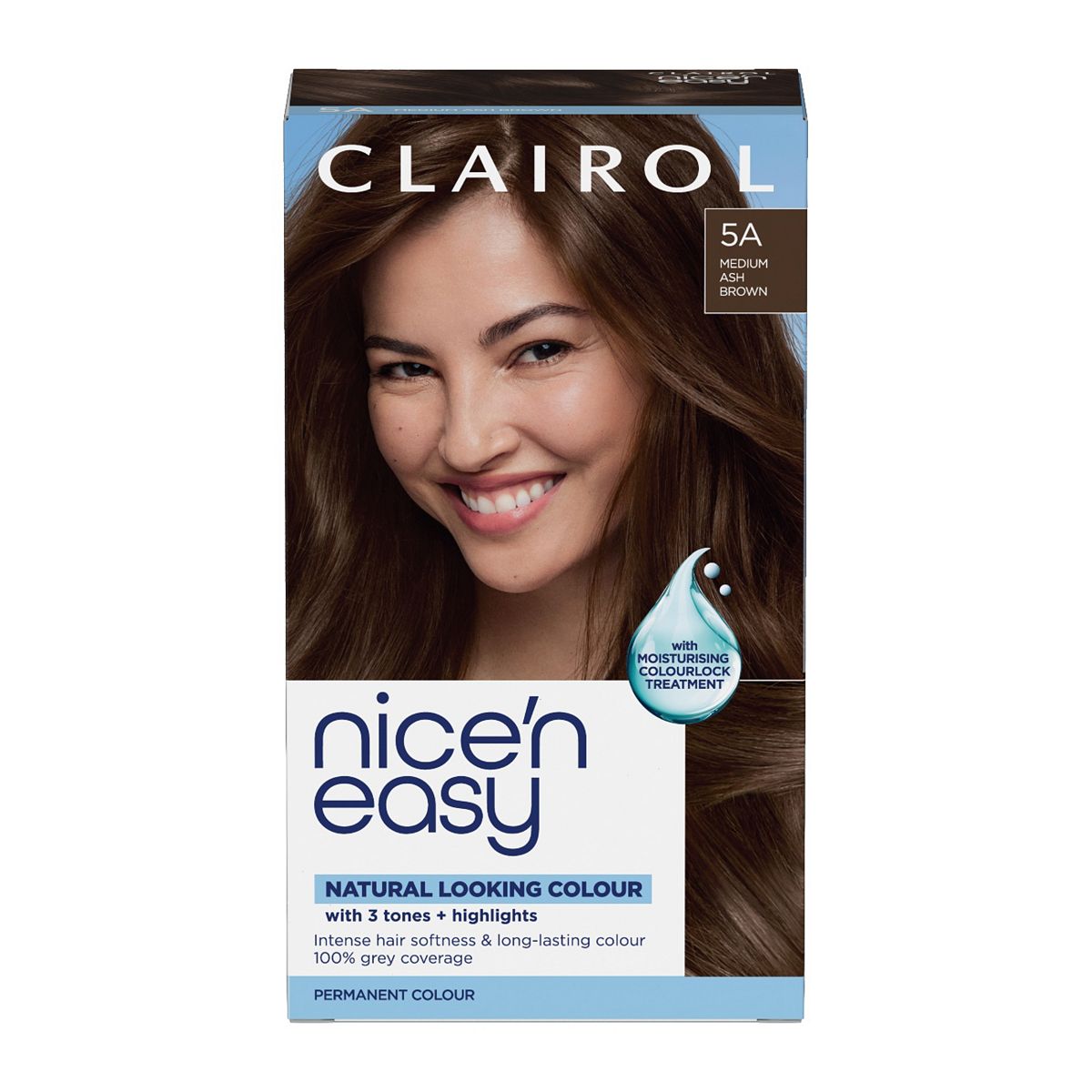 Clairol Nice'n Easy Crème Oil Infused Permanent Hair Dye 5A Medium Ash Brown 177ml