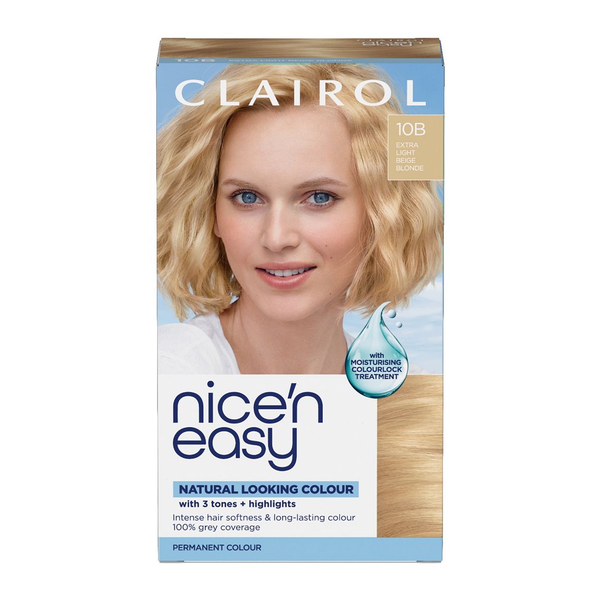 Clairol Nice'n Easy Crème Oil Infused Permanent Hair Dye 10B Extra Light Beige Blonde 177Ml (Formerly Shade 9.5B)