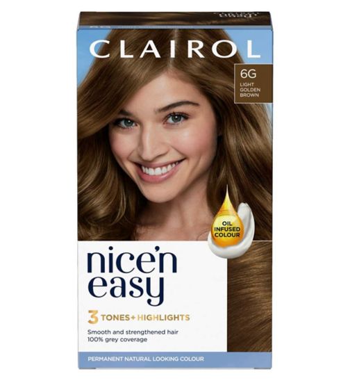 Clairol Nice'n Easy Crème Oil Infused Permanent Hair Dye 6G Light Golden Brown 177ml