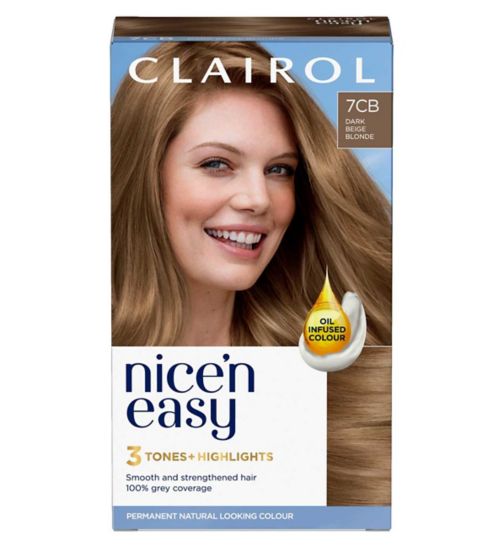 Clairol Nice'n Easy Crème Oil Infused Permanent Hair Dye 7CB Dark Champagne Blonde 177ml