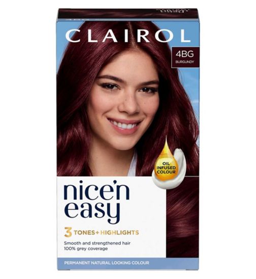 Clairol Nice'n Easy Crème Oil Infused Permanent Hair Dye 4BG Dark Burgundy 177ml