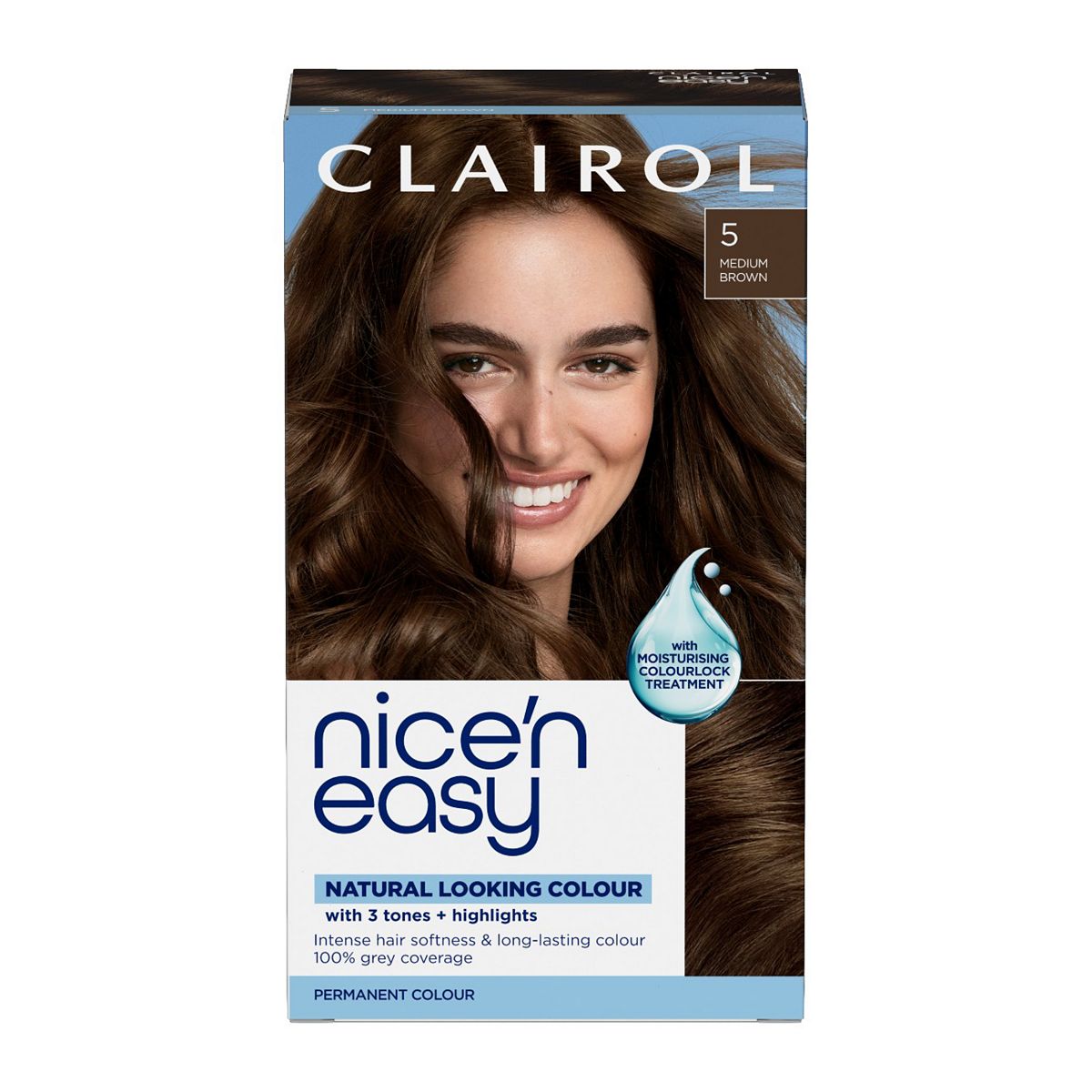 Clairol Nice'n Easy Crème Oil Infused Permanent Hair Dye 5 Medium Brown 177ml