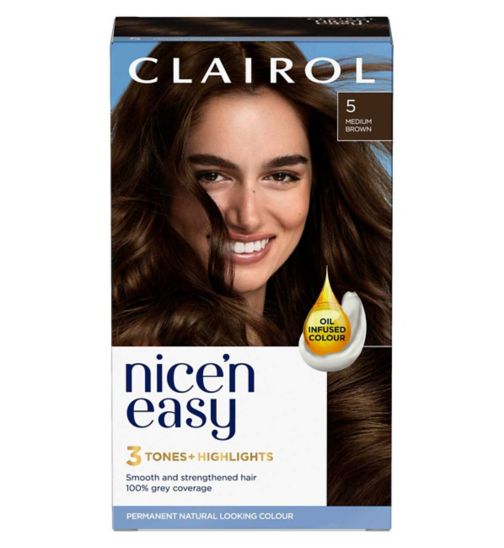 Clairol Nice'n Easy Crème Oil Infused Permanent Hair Dye 5 Medium Brown 177ml