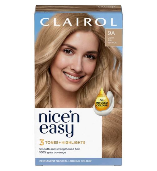 Clairol Nice'n Easy Crème Oil Infused Permanent Hair Dye 9A Light Ash Blonde 177ml