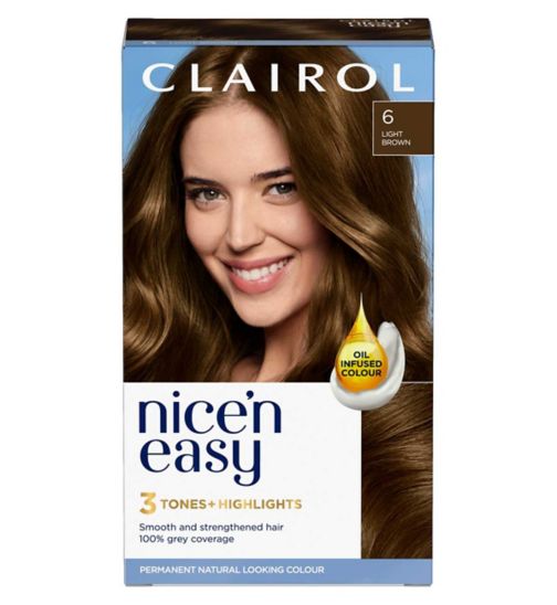 Clairol Nice'n Easy Crème Oil Infused Permanent Hair Dye 6 Light Brown 177ml